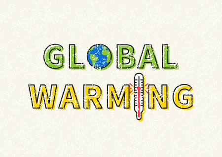 Global warming vector illustration. Words Global Warming with globe and thermometer graphic design on grunge background.のイラスト素材