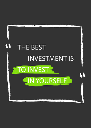 The best investment is to invest in yourself. Motivation quote. Positive affirmation. Creative vector typography concept design illustration with dark background.のイラスト素材