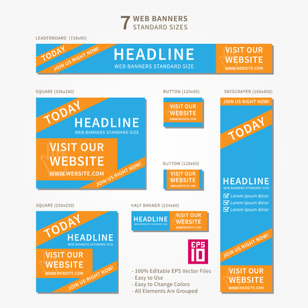 Vector Business Standard Size Web Banners Set Visit Our Website