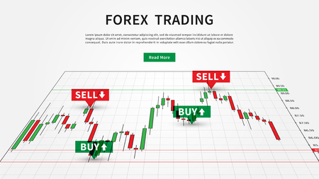 Forex Trading Signals vector illustration. Buy and sell indicators for forex trade on the candlestick chart graphic design.のイラスト素材