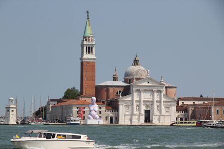 Church and Campanile San Giorgio Maggiore Italy, Veniceのeditorial素材