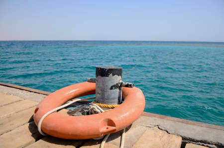 lifebuoy in the seaの写真素材