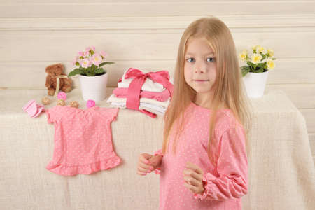 happy baby in pajamasの写真素材