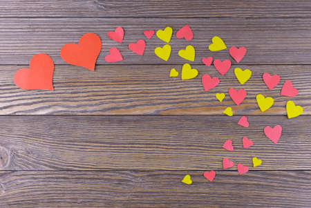 Wooden background to the day of St. Valentineの写真素材