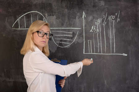 Young woman doing business presentationの写真素材