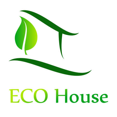 Eco House Vector green, illustrationのイラスト素材