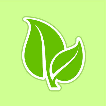 Vector illustration of ecology concept icon with glossy green leaves
