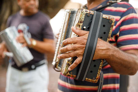 30.06.2022 Street musicians in the Dominican Republic. Santo Domingo Columbus Park, Colonial Zone.