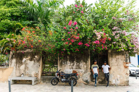 30.06.2022 SANTO DOMINGO, DOMINICAN REPUBLIC Colonial Zone of Santo Domingo, UNESCO World heritage. Cozy streets of Latin America.のeditorial素材
