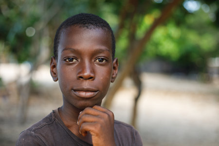 12.09.2022 Dominican Republic Macao. Portrait of an African American boy. Slums.