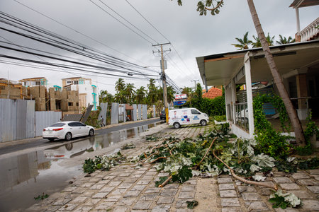 19.09.2022 Dominican Republic Punta Cana Bavaro. Consequences of Hurricane Fiona.のeditorial素材