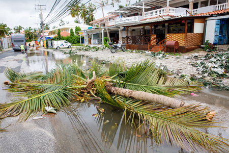 19.09.2022 Dominican Republic Punta Cana Bavaro. Consequences of Hurricane Fiona.