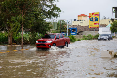 2022.09.19 Dominican Republic Punta Cana. Bavaro. Consequences of Hurricane Fiona.のeditorial素材