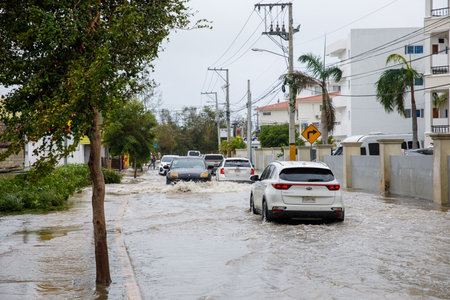 2022.09.19 Dominican Republic Punta Cana. Bavaro. Consequences of Hurricane Fiona.のeditorial素材