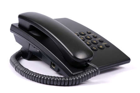 Black phone on a white background の写真素材