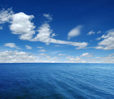 Blue sea water surface on skyの写真素材