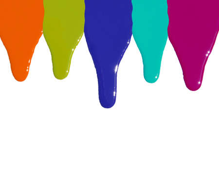 splats splashes and blobs of brightly colored paint in different shapes drips isolated on white