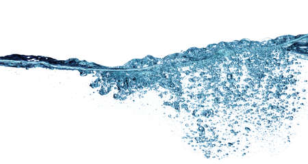Water splash with bubbles of air, isolated on the white