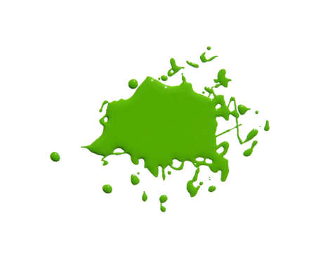 splats splashes and blobs of brightly colored paint in different shapes drips isolated on whiteの写真素材