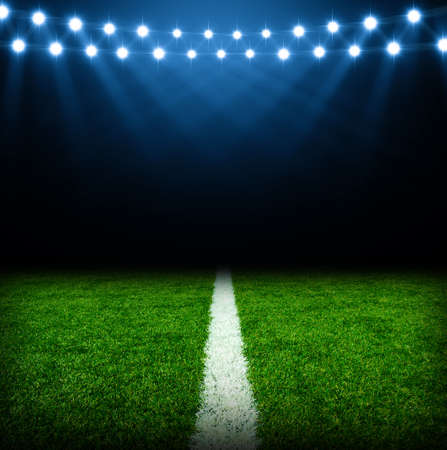 the soccer stadium with the bright lightsの写真素材
