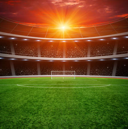the soccer stadium with the bright lightsの写真素材