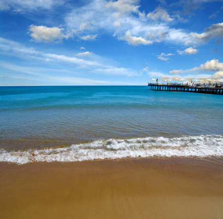 beach and sea on skyの写真素材