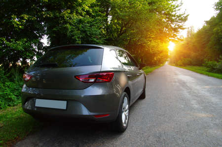 Car and light on the road.の写真素材