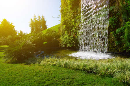 Waterfall on a sunny dayの写真素材