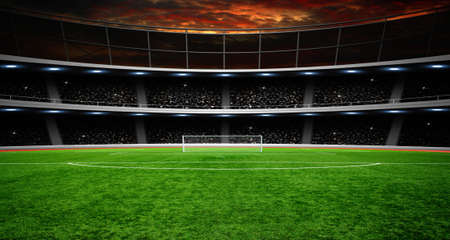 the soccer stadium with the bright lightsの写真素材