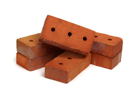 Red brick isolated on white background