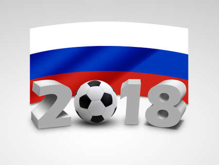 Soccer Ball with Flag of Russia on white background.の写真素材