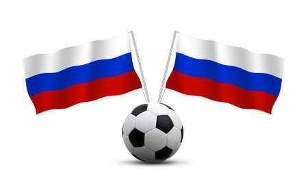 Soccer Ball with Flags of Russia on white background.の写真素材