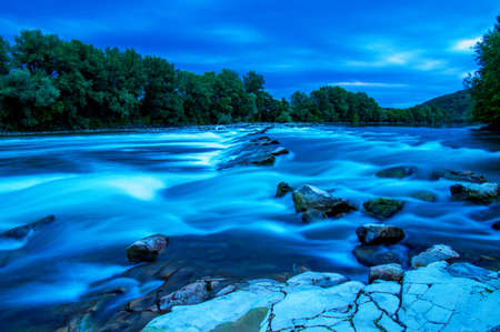 River water and sunset landscapeの写真素材
