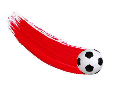 Soccer ball with color paint on whiteの写真素材