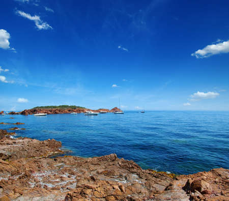blue sea and clouds on sky