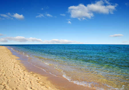 summer sand beach and sea backgroundの写真素材
