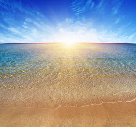 beach and sea on skyの写真素材