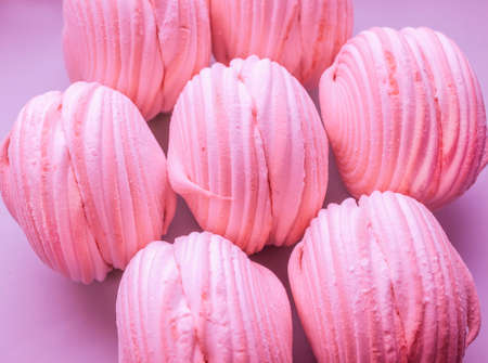 Background from pink marshmallows. Sweet food.の写真素材