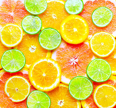 Summer background of citrus fruits.の写真素材