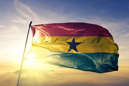 Ghana flag textile cloth wavingの写真素材