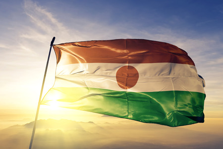 Niger flag textile cloth wavingの写真素材