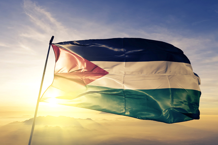 Palestine flag textile cloth wavingの写真素材