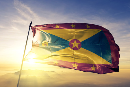 Grenada flag textile cloth wavingの写真素材