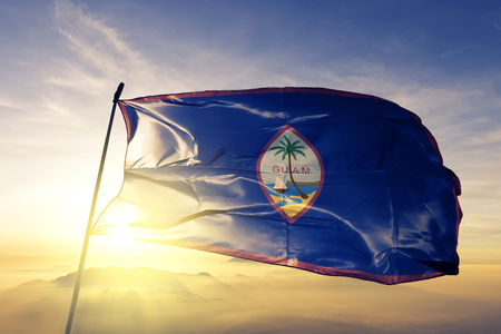 Guam flag textile cloth wavingの写真素材