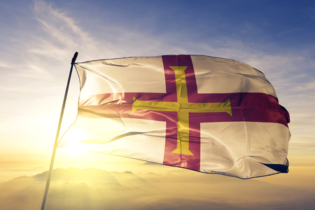 Guernsey flag textile cloth wavingの写真素材