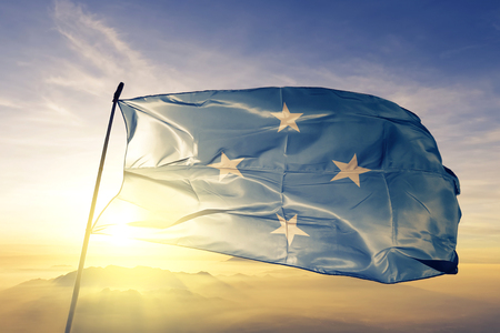 Micronesia flag textile cloth wavingの写真素材