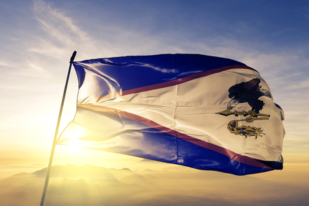 American Samoa flag textile cloth wavingの写真素材