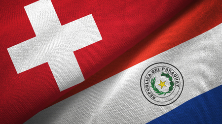 Switzerland and Paraguay  textured flagsの写真素材
