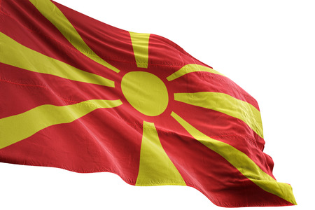 Macedonia flag waving isolated on white background 3D illustrationの写真素材