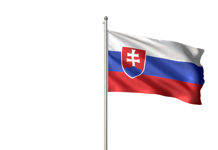 Slovakia flag waving isolated on white background 3D illustrationの写真素材